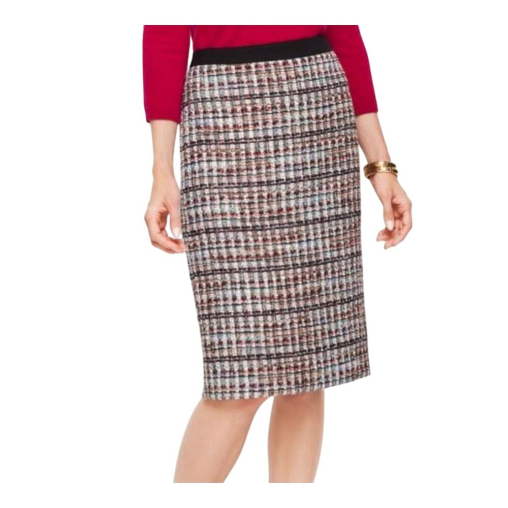 Talbots Womens Lined Tweed Pencil Skirt Back Zip Metalic Look Size 10